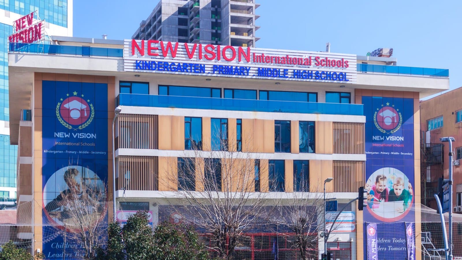 Facade of the New Vision International School campus