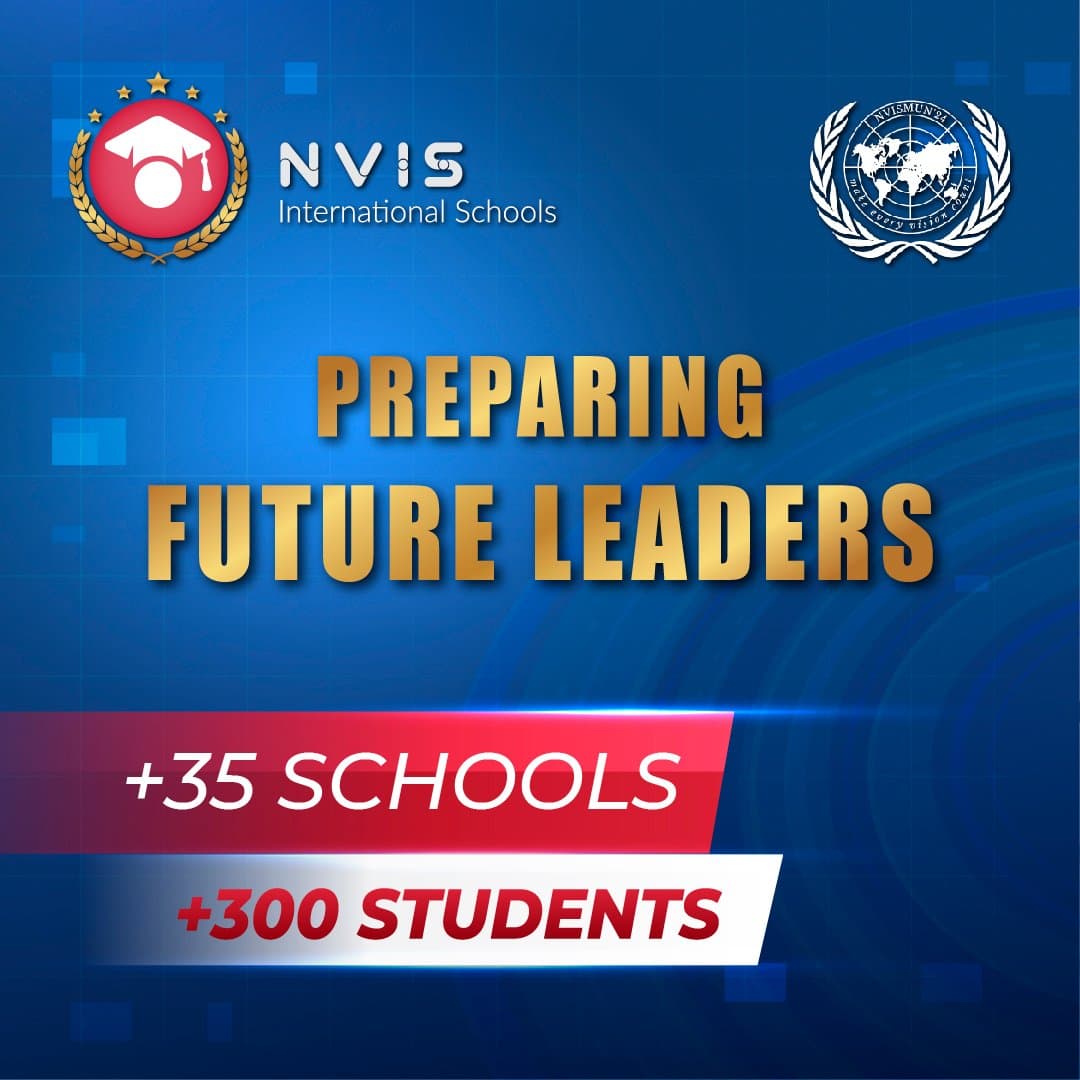 Students participating in the NVISMUN Model United Nations conference